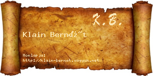 Klain Bernát névjegykártya
